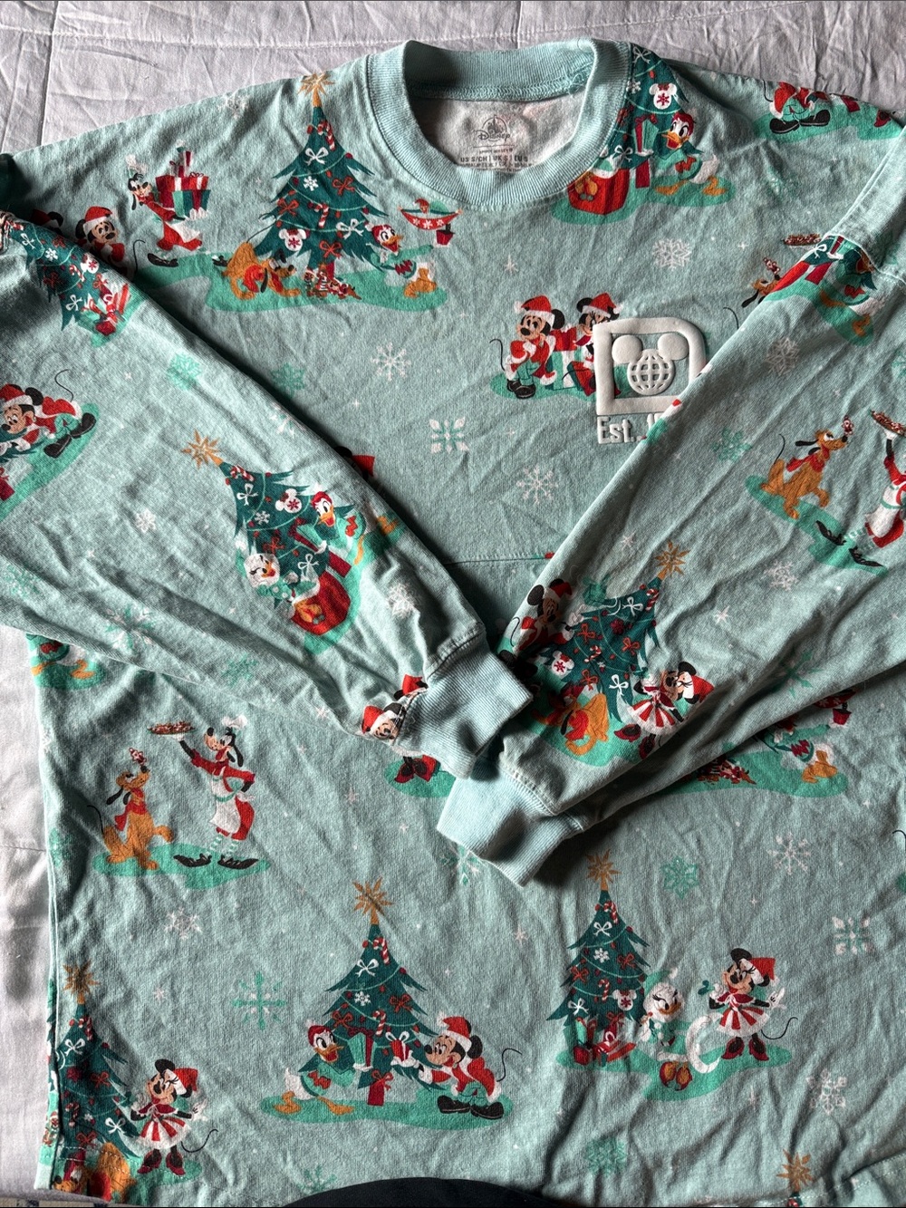 Disney Light Teal Holiday Christmas Mickey & Friends Spirit Jersey